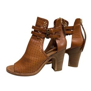 BUTTERO Italy Perforated Leather Peeptoe Heels